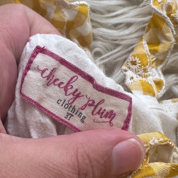 Cheeky Plum gingham yellow dress size 3T - Picture 2 of 3